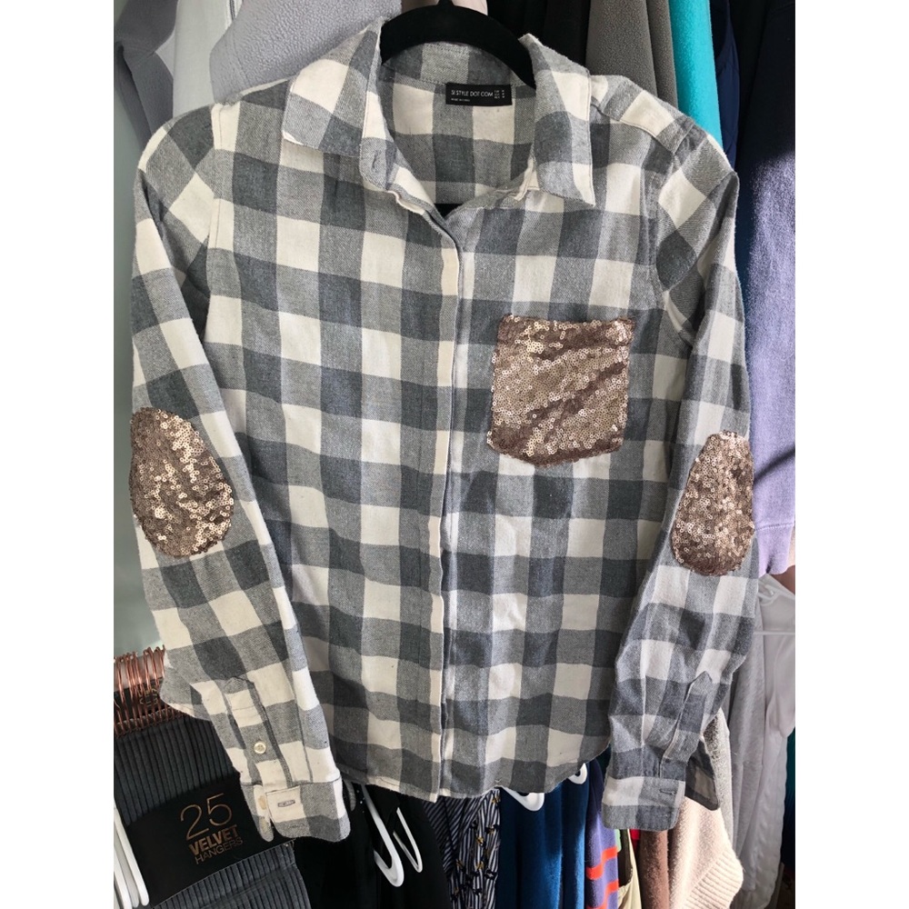 Sequin Patched Fall Flannel